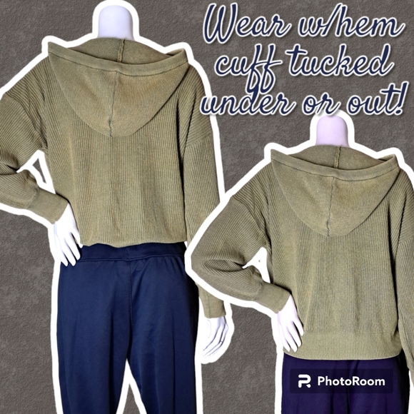 SAKS 5TH AVE URSINA PULLOVER KNIT HOODIE Chartreuse Cropped & Soft Oversized MED - Picture 5 of 8